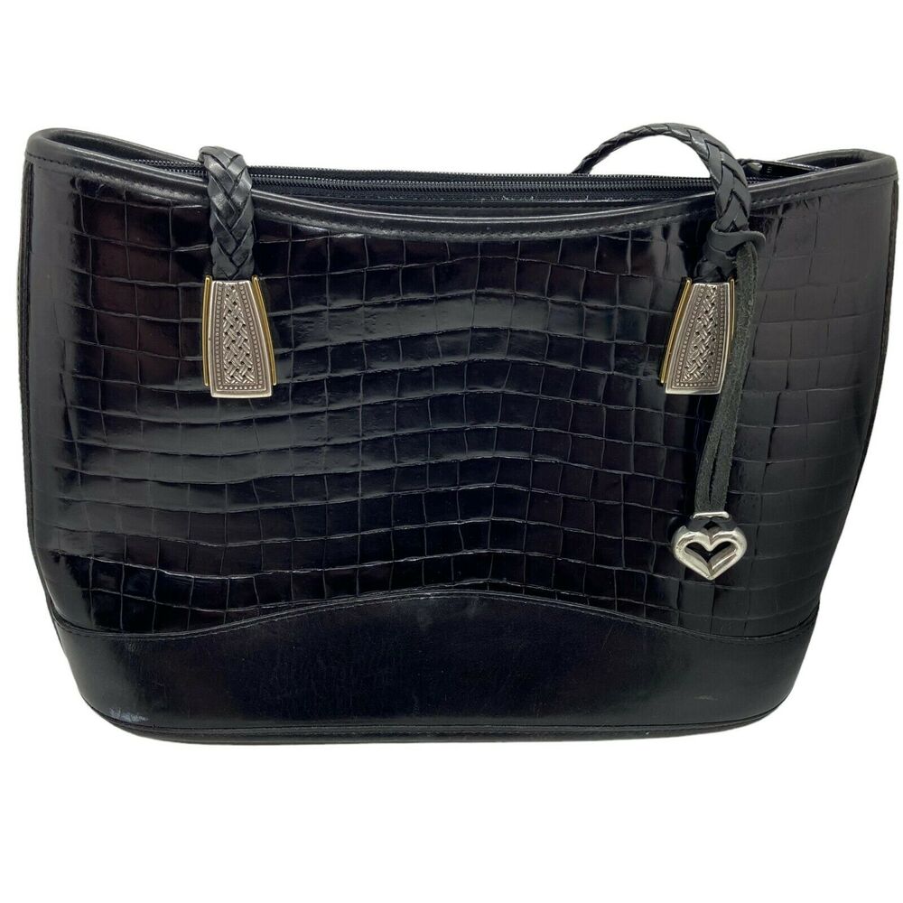 Brighton Satchel Handbag Purse 133757 Womens Vintage Black Leather Inner Pockets